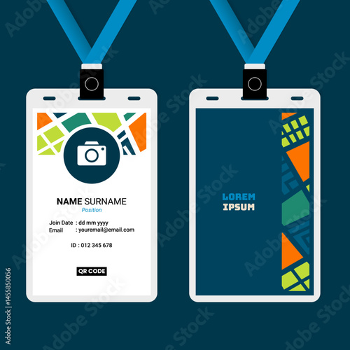 ID Card Design with Abstract Square Geometric Mosaic