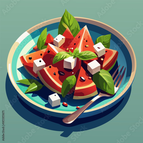 Watermelon Salad with Feta and Basil. A Refreshing Summer Recipe