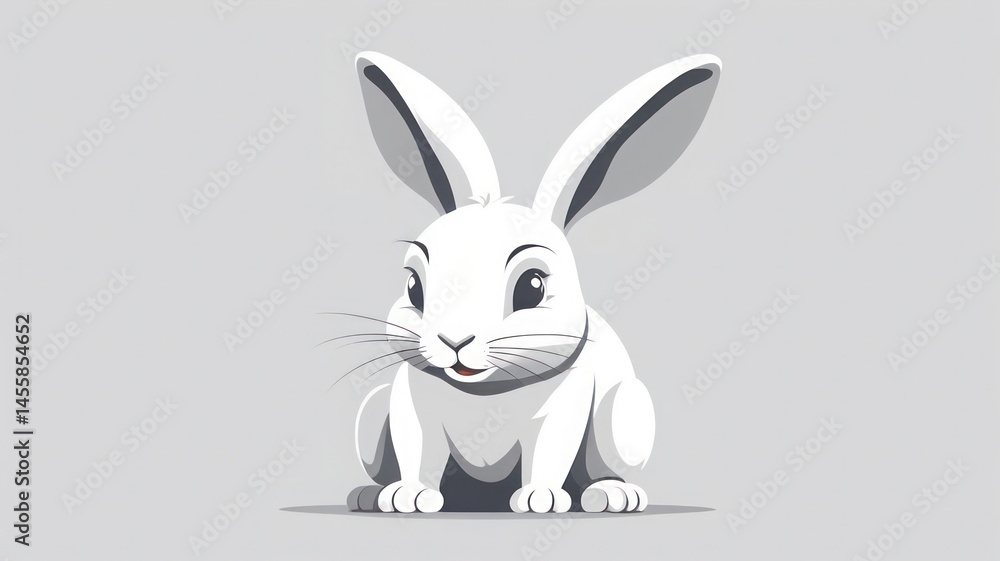 Fototapeta premium Flat Rabbit Vector Icon with Nose Twitch Animation for UI and App Design
