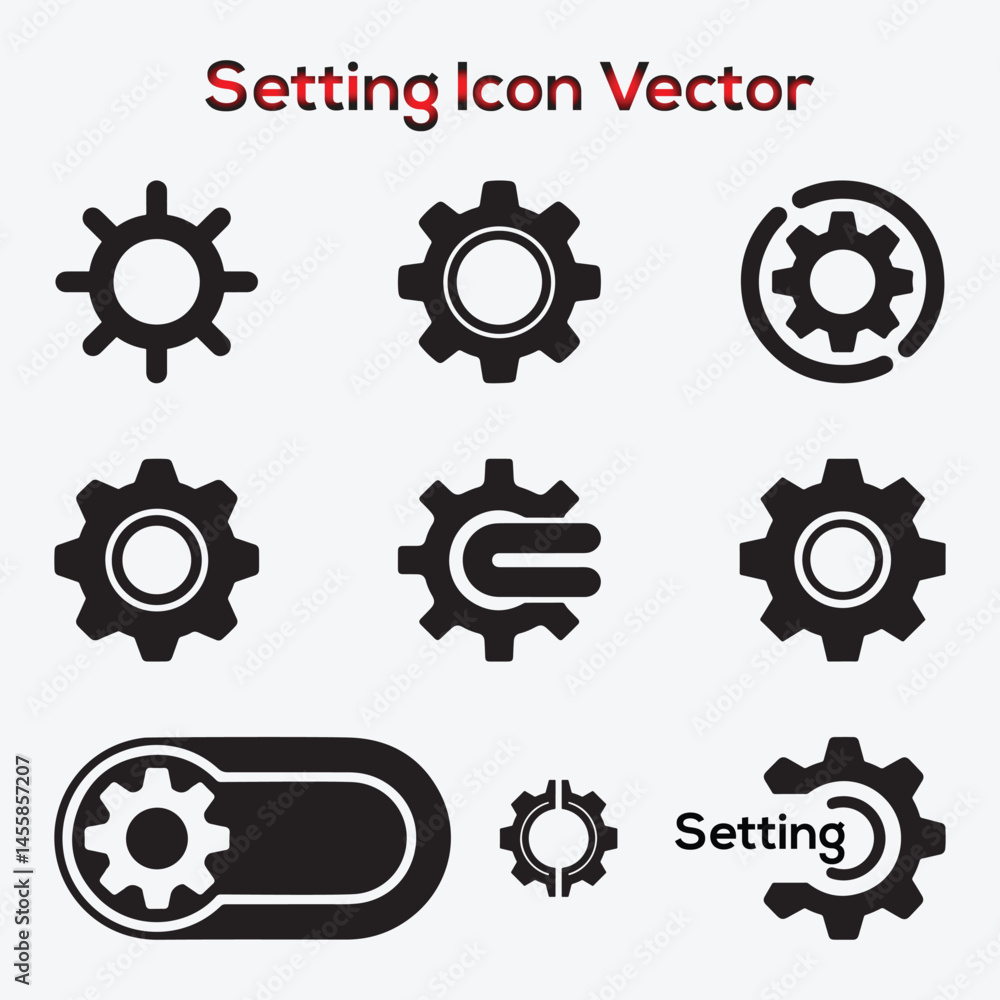 Gear setting icon set. Cog wheel icon silhouette set Design. Gear setting icon set. Cog wheel icon silhouette set Design.