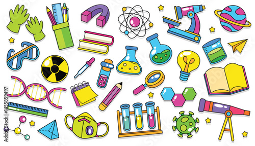 Set Of Hand Drawn Science and Chemistry Doodle Illustration