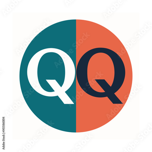 Creative and modern logo design featuring two capital letter q characters within a circle