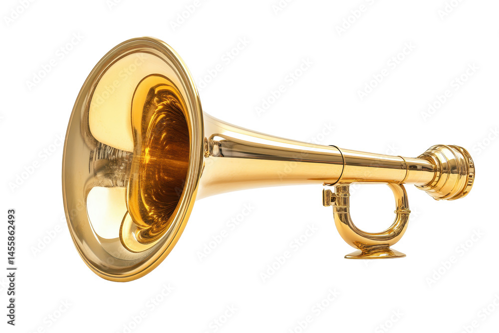 Obraz premium Transparent PNG of golden megaphone ideal for marketing materials or attention grabbing advertising content