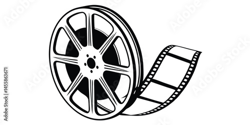 film reel silhouette icon vintage cinema vector illustration