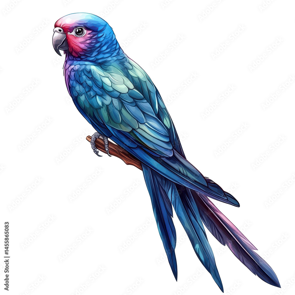 Obraz premium Colorful parrot perched on a branch in a tropical setting during daylight hours