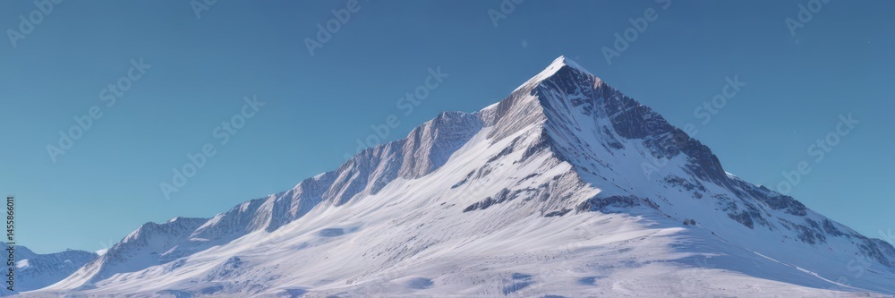 A pristine snow peak piercing a vibrant blue sky, soft snowflakes descend, serene landscape, sky, mountain, winter A pristine snow peak piercing a vibrant blue sky, soft snowflakes descend, serene landscape, sky, mountain, winter