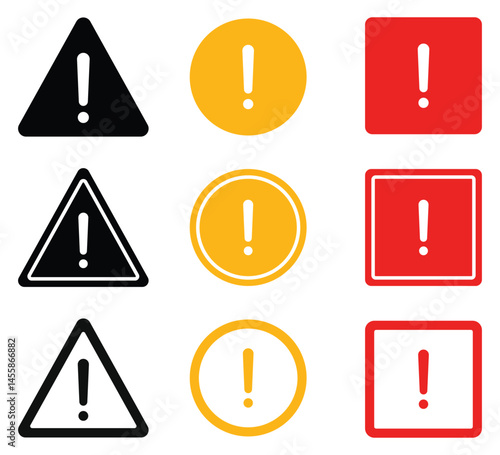 Alert flat icon vector set isolated on white background.