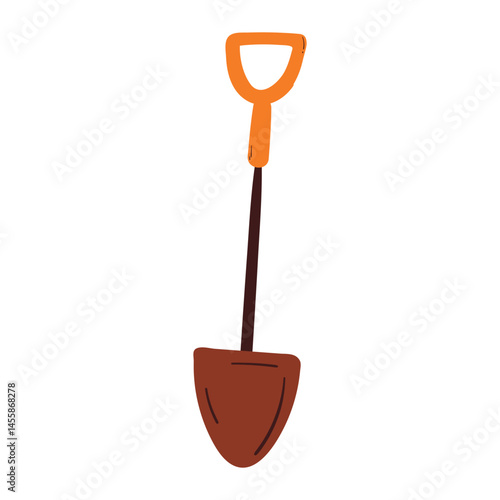 hand drawing cartoon shovel. cute drawing tools for gardening