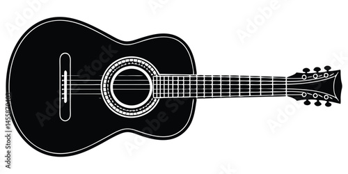 guitar icon silhouette acoustic style vector illustration