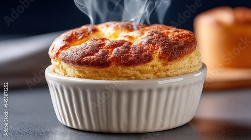 High Resolution Close-Up of a Fluffy French Soufflé with Airy Texture
