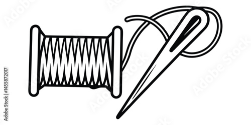 needle and thread icon silhouette sewing vector illustration