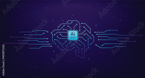 Abstract AI Braind Circuit Background Design Illustration
