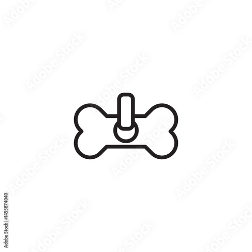 A simple line art icon of a bone-shaped pet tag.