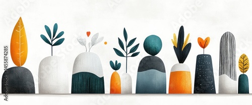 Wallpaper Mural Colorful stylized plant life on abstract hills Torontodigital.ca