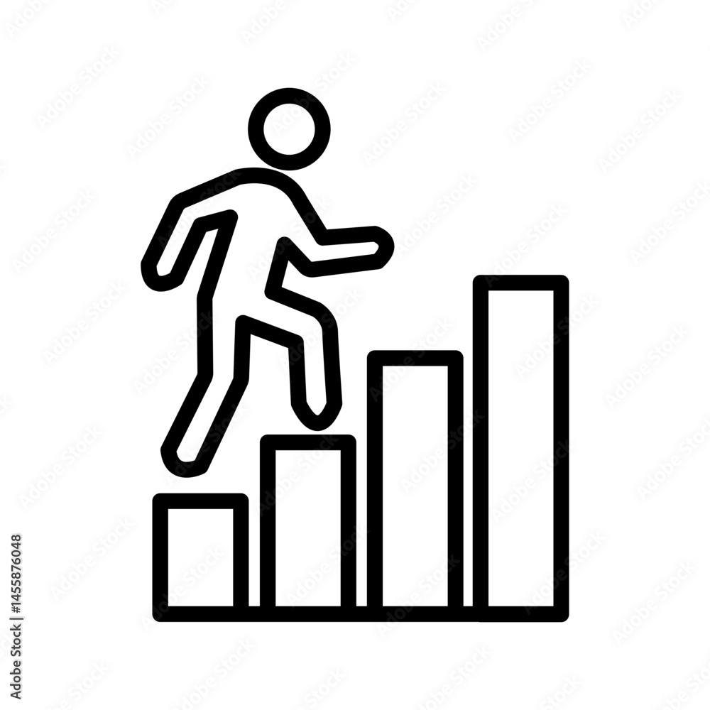 Career growth icon with progress bar steps Career growth icon with progress bar steps