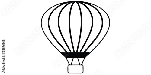air balloon silhouette icon adventure travel vector illustration