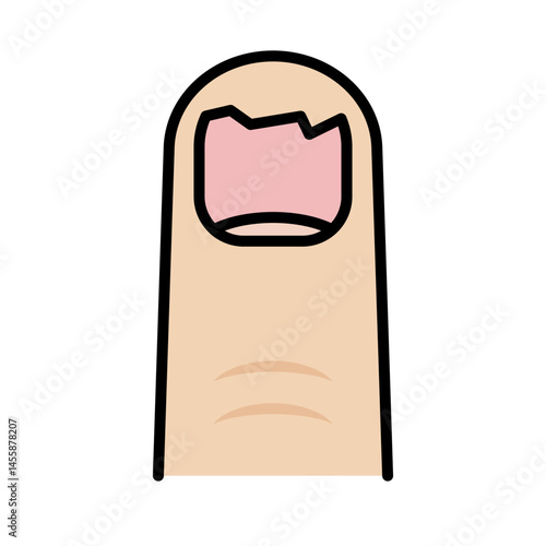 Fingernail Damage from Biting Habit icon. Vector.