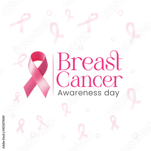 Breast cancer awareness pink ribbon. Banner template design. During October, which is Breast Cancer Awareness Month, this ribbon is widely used