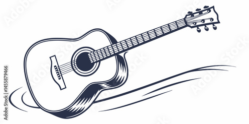 guitar icon silhouette acoustic style vector illustration