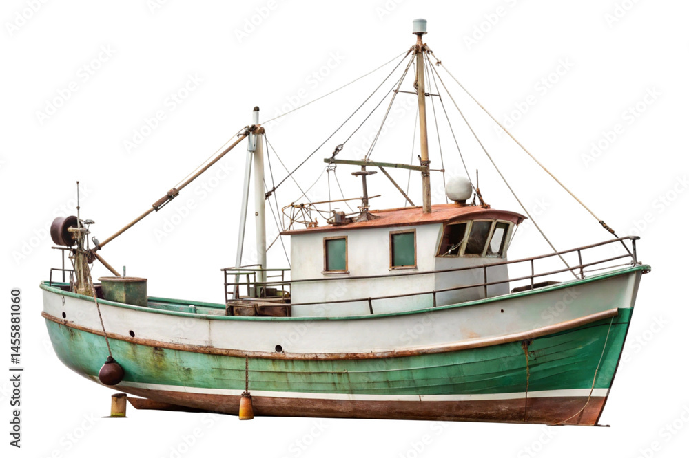 Naklejka premium old fishing boat in the harbor