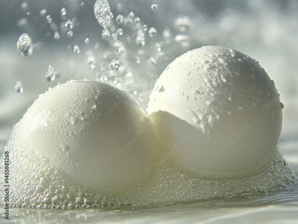 Eggs in water with splashes Eggs in water with splashes