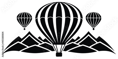 air balloon silhouette icon adventure travel vector illustration