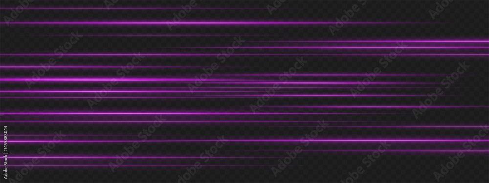 Multiple purple lines aligned in rows on dark background simulate high-speed movement and signal intensity for sci-fi UI elements. Multiple purple lines aligned in rows on dark background simulate high-speed movement and signal intensity for sci-fi UI elements.