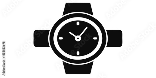 watch icon silhouette wristwatch vector illustration