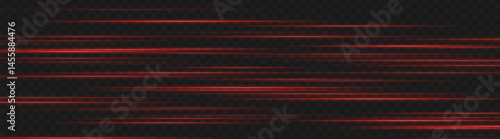 Glowing red light trails creating layered motion blur on dark background. Perfect for futuristic UI, digital speed elements, or sci-fi data animations.