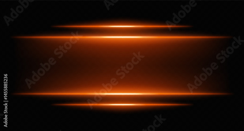 Orange glowing horizontal beams with gradient blur. Warm-toned digital lights for futuristic UI borders, HUD highlights, and sci-fi screen effects.