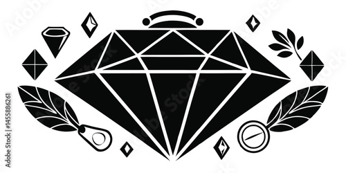 diamond icon silhouette jewelry theme vector illustration