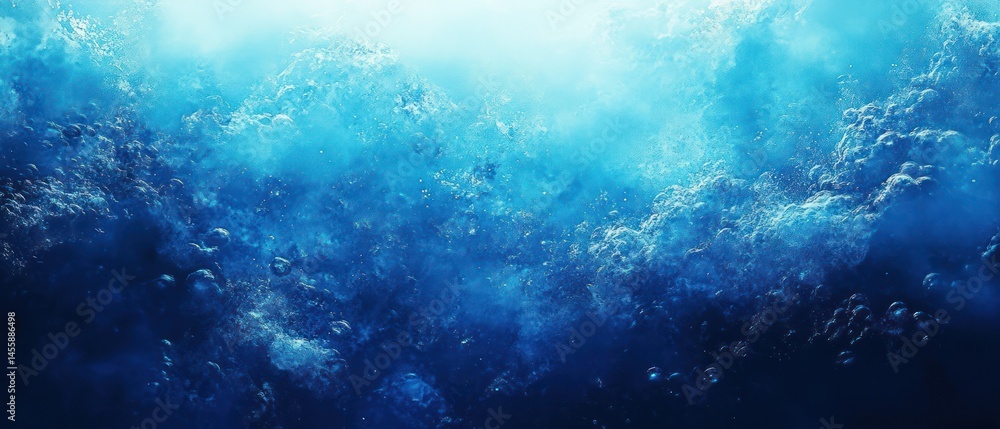 Fototapeta premium Water surges upward, creating a dynamic display of bubbles and turbulent movement.