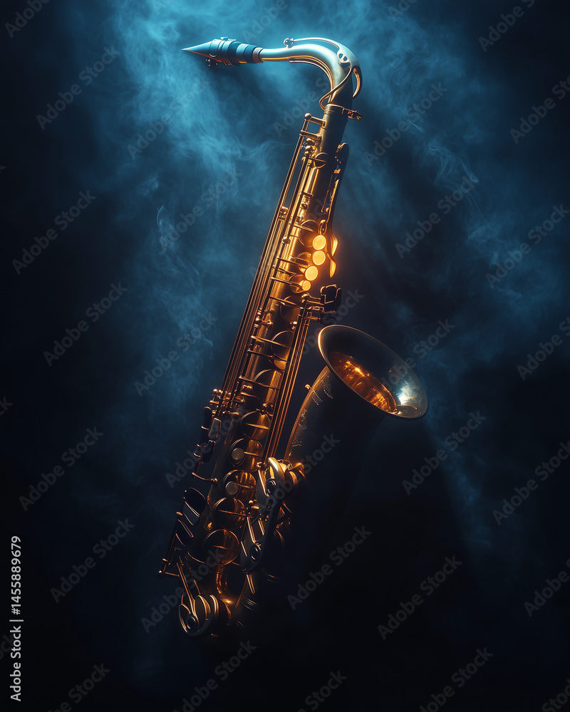 Obraz premium Moody Jazz Saxophone Spotlight Vintage Poster Illustration