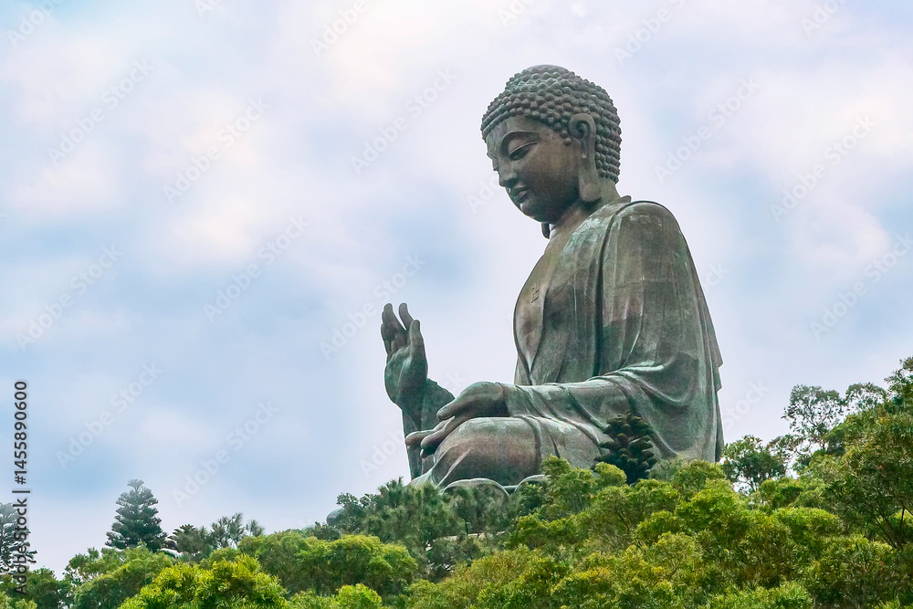 Big Buddha closeup statue in Hong Kong