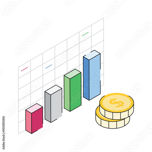 Have a look at this isometric icon denoting financial data