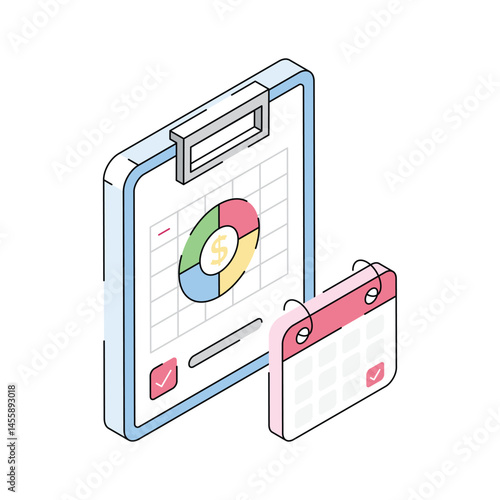 Get this amazingly designed financial schedule isometric icon