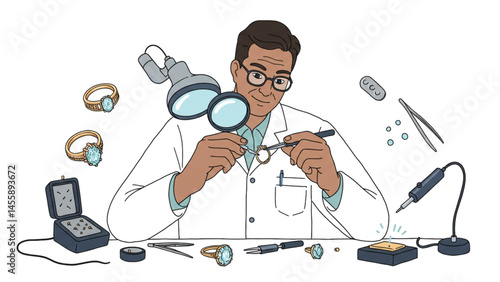 Jeweler at his workbench