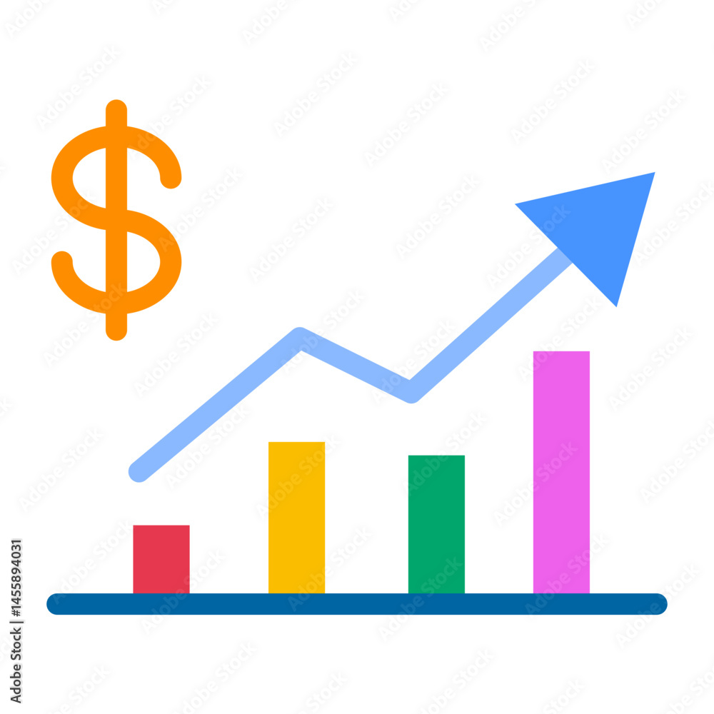 Economy Growth Vector Design Icon Style Economy Growth Vector Design Icon Style