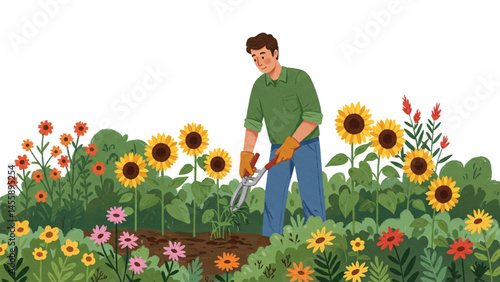 A_GARDENER_TENDING_TO_A_GARDEN_GARDENING_WORK