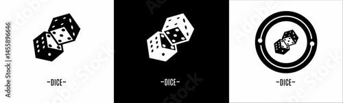 Dice logo set. Collection of black and white logos. Stock vector.
