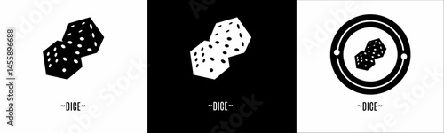 Dice logo set. Collection of black and white logos. Stock vector.