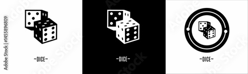 Dice logo set. Collection of black and white logos. Stock vector.