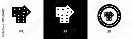 Dice logo set. Collection of black and white logos. Stock vector.