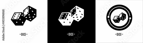 Dice logo set. Collection of black and white logos. Stock vector.