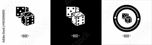 Dice logo set. Collection of black and white logos. Stock vector.