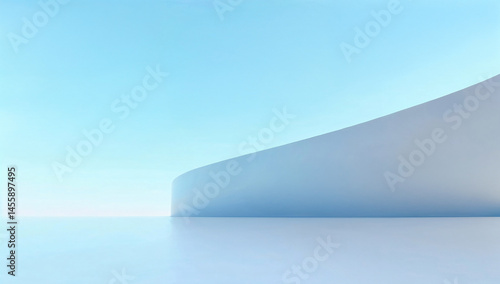 3D render of modern white concrete architecture with minimal geometric design and empty cement floor ideal for car presentation or product showcase