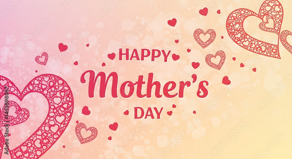 background with hearts happy mother's day