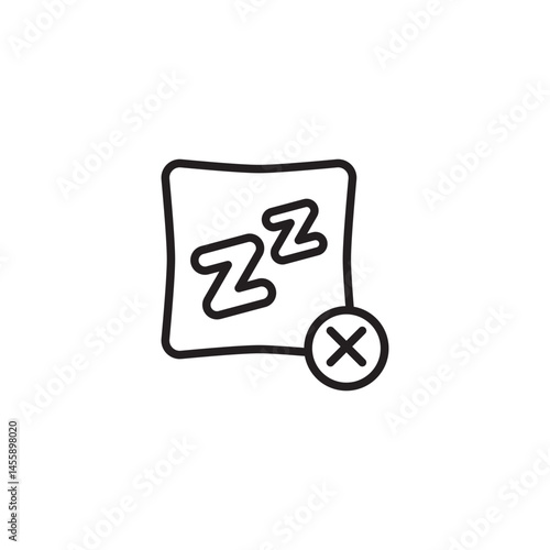 A square icon with "ZZZ" symbols inside has a circled 'X' in the corner, indicating the cancellation of sleep, wakefulness, or being interrupted while sleeping.