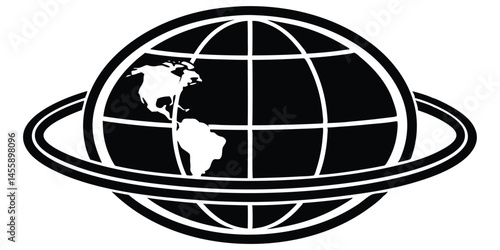 globe silhouette icon travel geography vector illustration