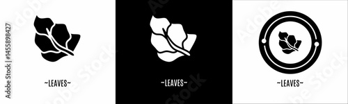 Leaves logo set. Collection of black and white logos. Stock vector.